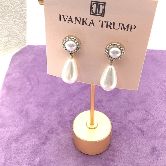 Ivanka Trump Pearl and Silver Teardrop Earrings - Picture 2 of 3